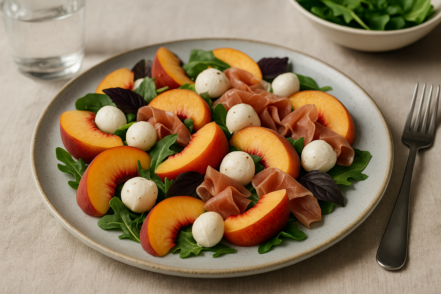 Donosimo recept za šarenu salata od breskve, mozzarelle i pršuta koju ćete poželjeti stalno pripremati